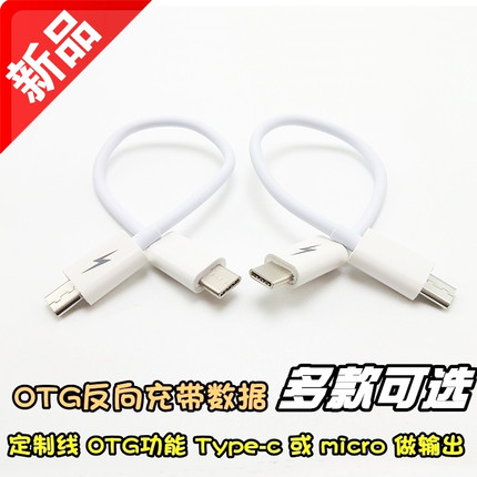 Type-c公对micro公 OTG数据线对充短线公对公双头反向充DAC充门锁