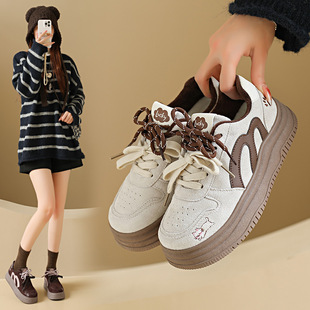 街拍JQ01 2025小白鞋 薄绒ins女学生休闲运动百搭板鞋 新款 女冬季