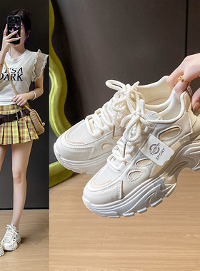 ins韩版新款老爹鞋女2026春季学生运动跑步鞋休闲鞋厚底增高FB03