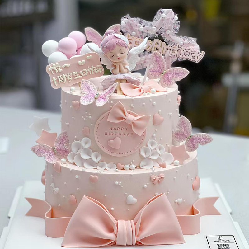 贝拉芭蕾舞蹈女孩生日蛋糕插件