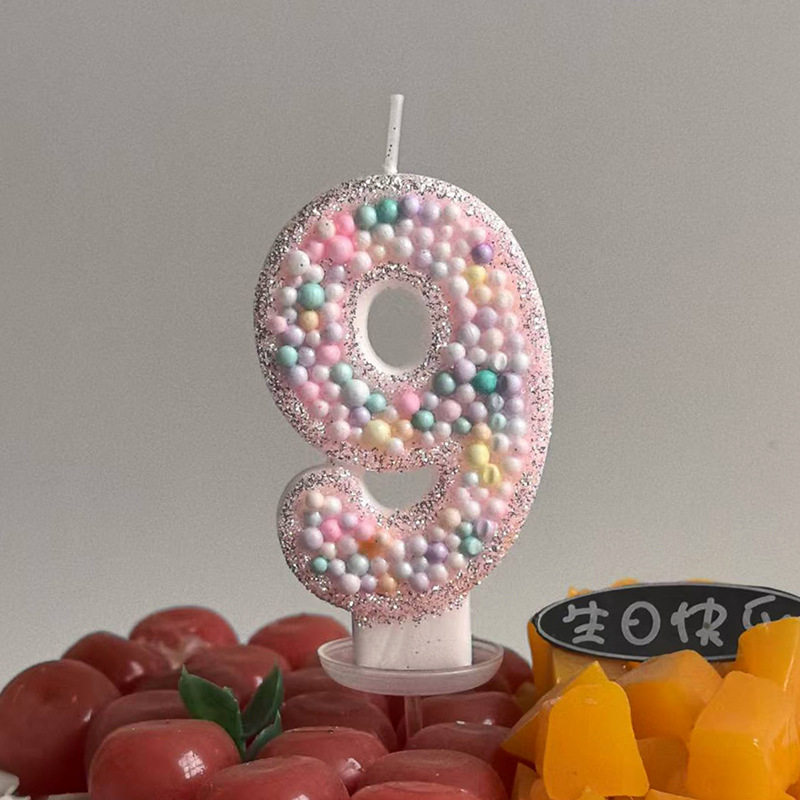 马卡龙糖果颗粒生日数字蜡烛儿童宝宝派对周岁网红蛋糕装饰礼物