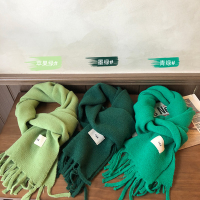 2022新款冬季韩国东大门款糖果色egg围巾流苏针织围巾围脖女