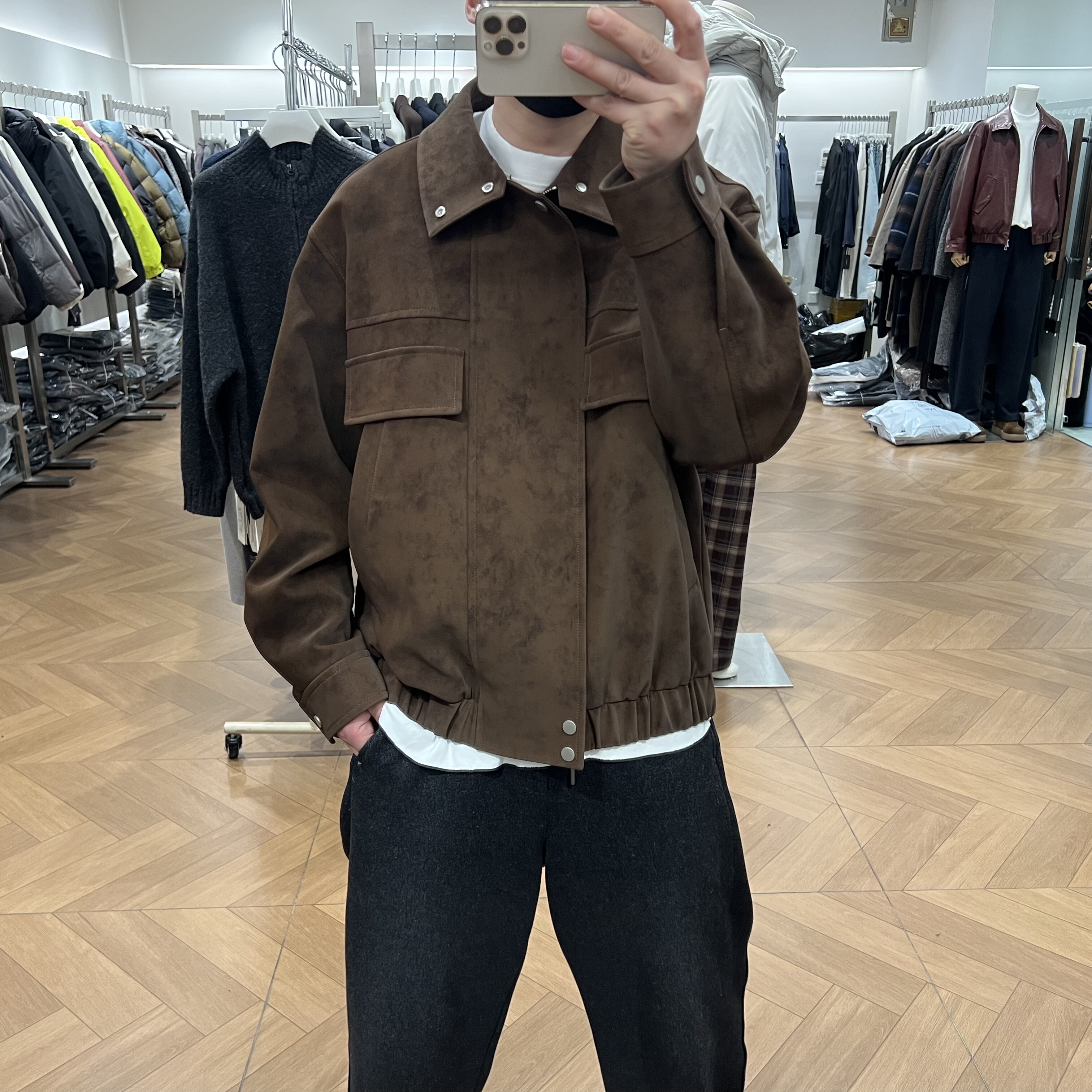 2026春季新款工装翻领麂皮绒夹克男美式复古宽松美拉德机车服外套,男装,夹克,淘宝优惠券,粉丝福利购,淘宝优惠卷