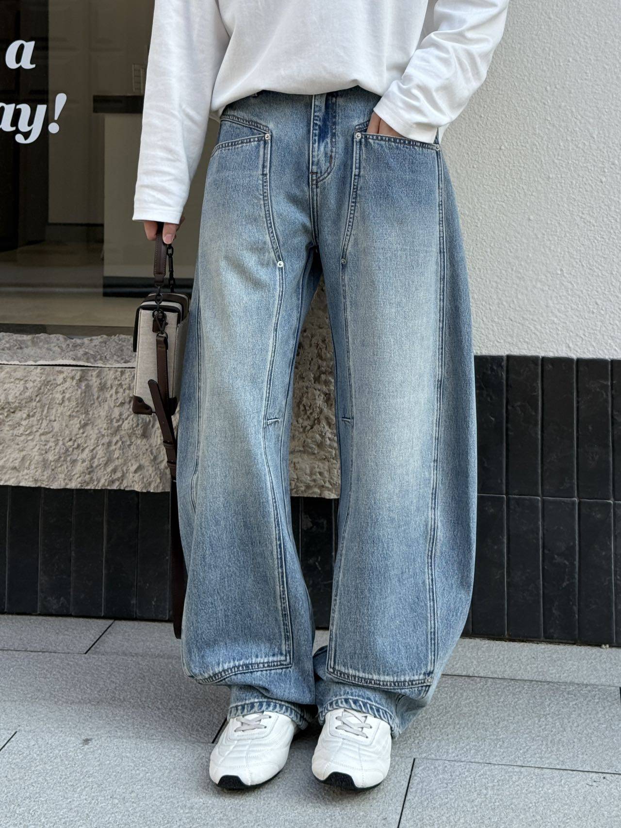 2026春季新款美式复古水洗高街弯刀牛仔裤男潮流通勤直筒阔腿裤潮,男装,牛仔裤,淘宝优惠券,粉丝福利购,淘宝优惠卷