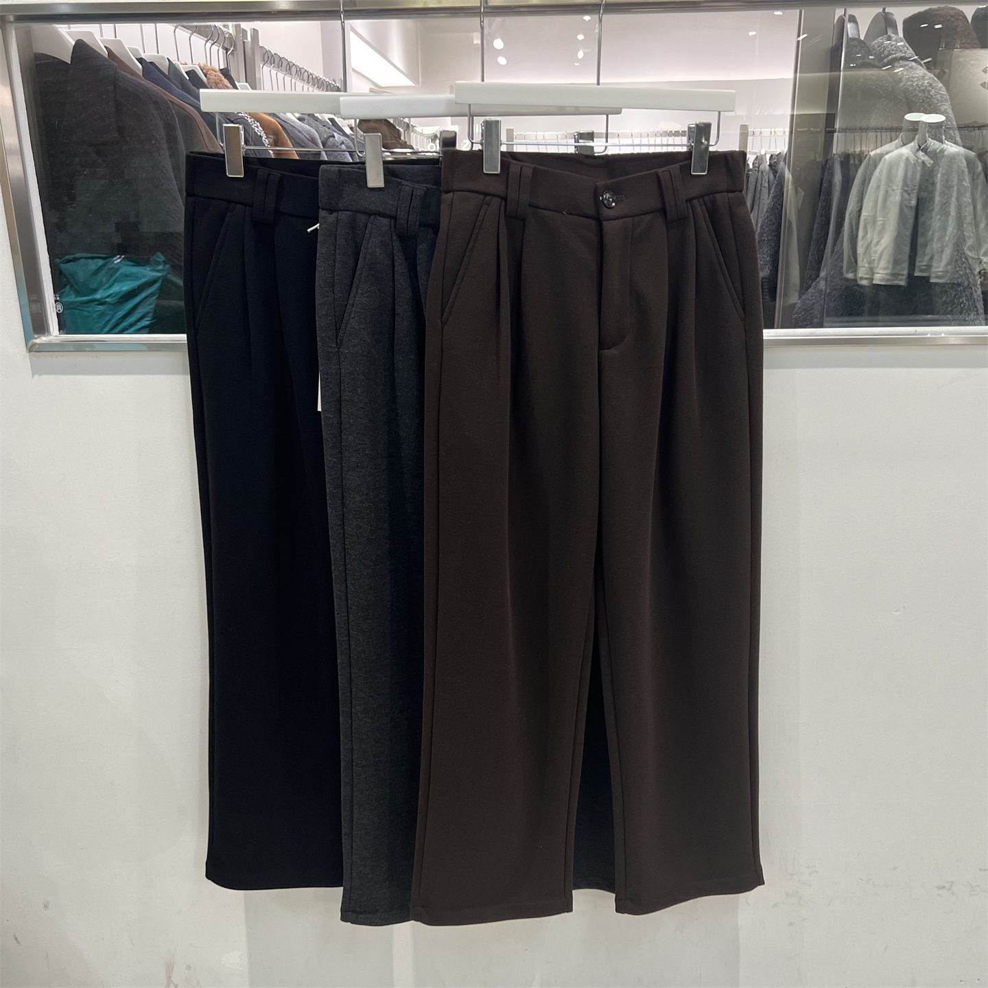 加绒加厚阔腿休闲裤男醋酸羊毛裤