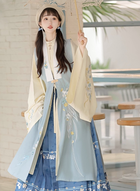 洛花赋清秋原创明制汉服女日常长比甲立领对襟马面裙秋冬新款长衫