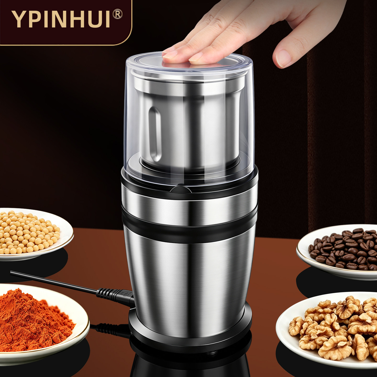 德国YPINHUI 磨粉机家用小型粉碎机五谷杂粮中药超细电动研磨机