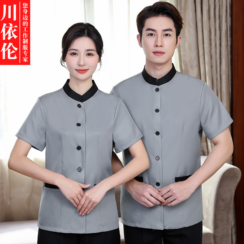 保洁服短袖夏装宾馆客房清洁服理发店美容会所阿姨员工制服大码