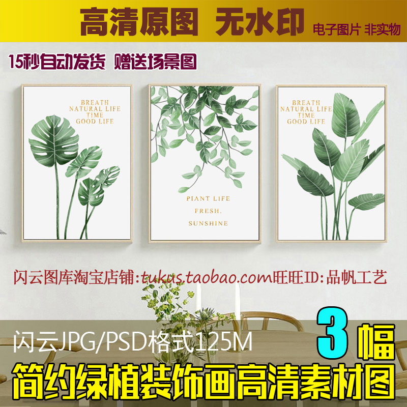 植物叶子花卉素雅小清新现代简约水彩北欧装饰画素材图片绿色绿植图片