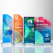 炫彩水晶奖杯定制创新雄鹰展翅优秀员工年会销冠高档大气颁奖订做