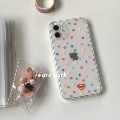 海浪公园【拍三免一】星星彩色适用于iPhone15promax手机壳tpu透明软壳三星s24小米14pro华为p70pro