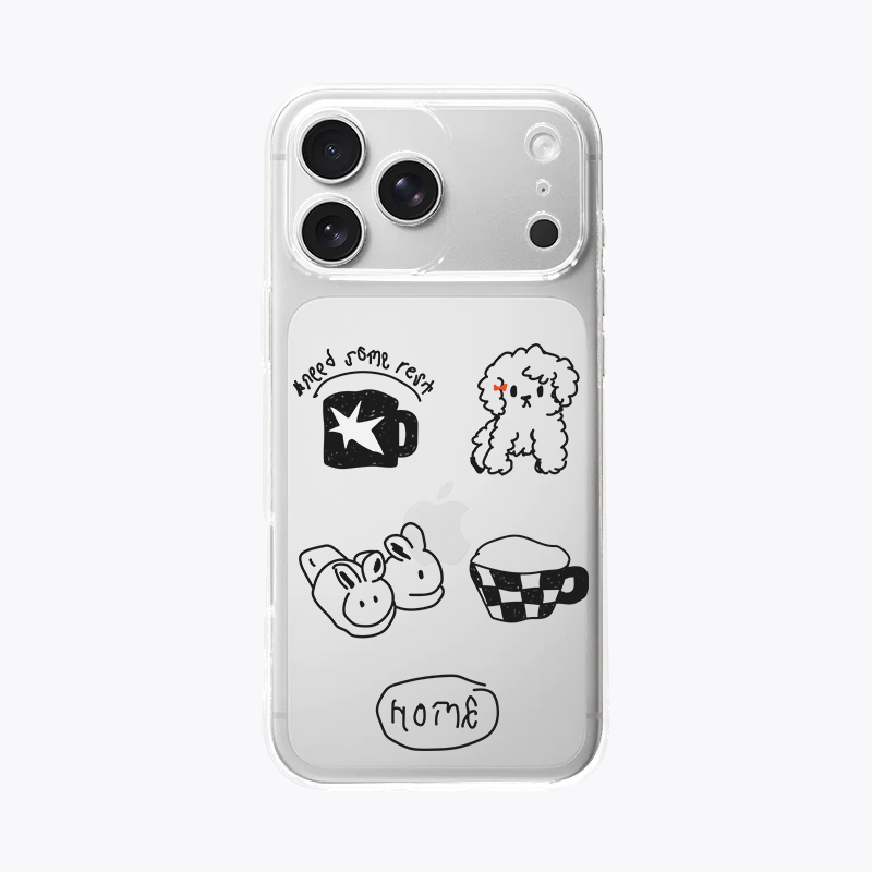 海浪公园【拍三免一】韩风简笔画简约适用于苹果17PM手机壳tpu透明软壳三星s25至尊小米17pro华为p80pro