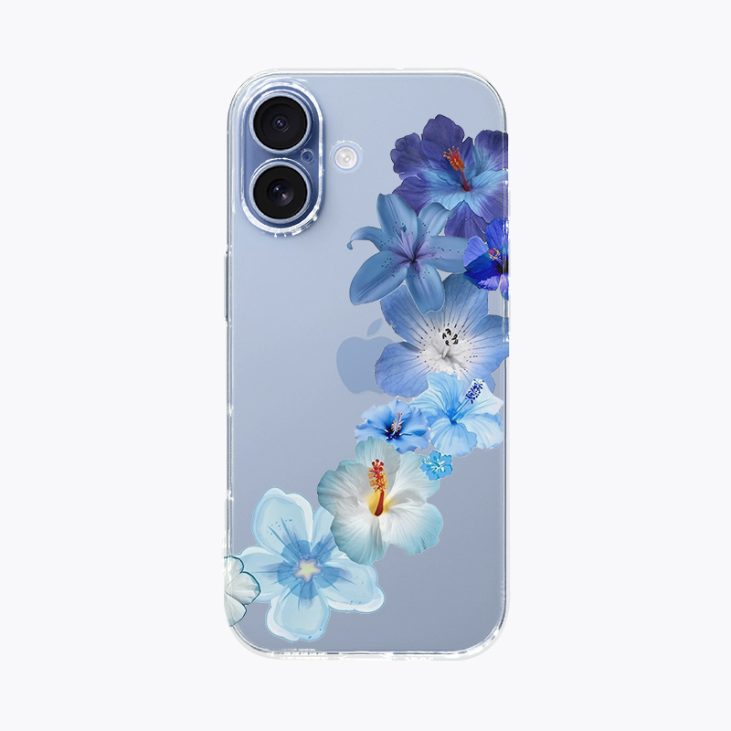 海浪公园【拍三免一】蓝色系花朵适用于苹果17PM手机壳tpu透明软壳三星s25至尊小米17pro华为p80pro