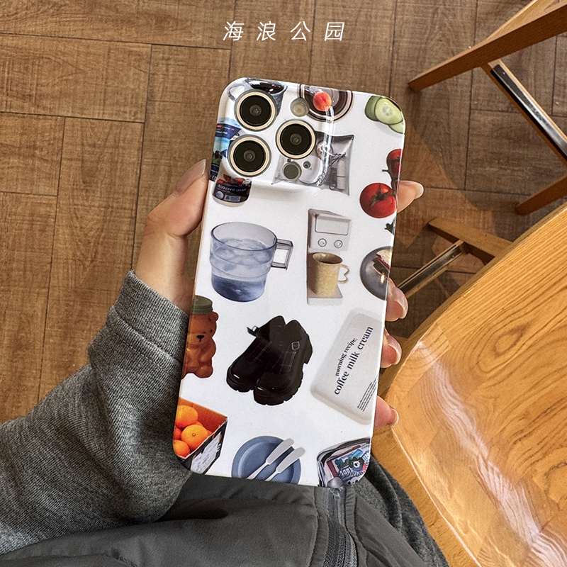 海浪公园【拍三免一】ins高级感水杯适用于苹果15pm/xsm/16plus菲林精孔硬壳手机壳reno12pro三星s24plus