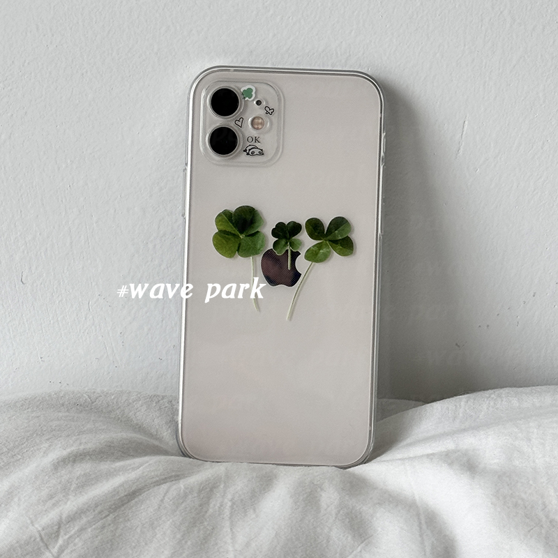 海浪公园【拍三免一】幸运四叶草适用于iPhone15promax手机壳tpu透明软壳小米14