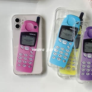 海浪公园【拍三免一】复古手机电话适用于iPhone15promax手机壳tpu透明软壳三星s24
