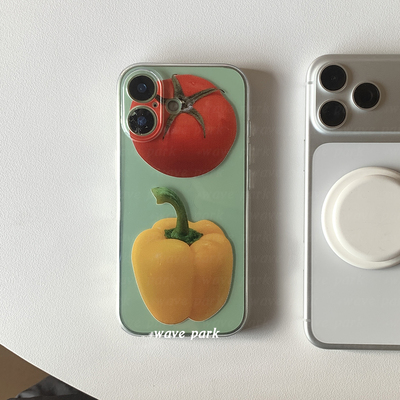 海浪公园【拍三免一】番茄彩椒果蔬韩适用于苹果17PM手机壳tpu透明软壳三星s25至尊小米17pro华为p80pro