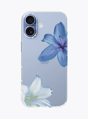 海浪公园【拍三免一】蓝色百合花适用于iPhone17promax手机壳tpu透明软壳三星s25至尊小米15pro华为p70