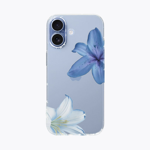 海浪公园【拍三免一】蓝色百合花适用于iPhone17promax手机壳tpu透明软壳三星s25至尊小米15pro华为p70