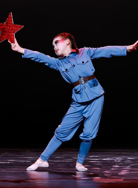 儿童红军演出服红色革命衣服八路军战士军装男女闪闪红星舞蹈服装