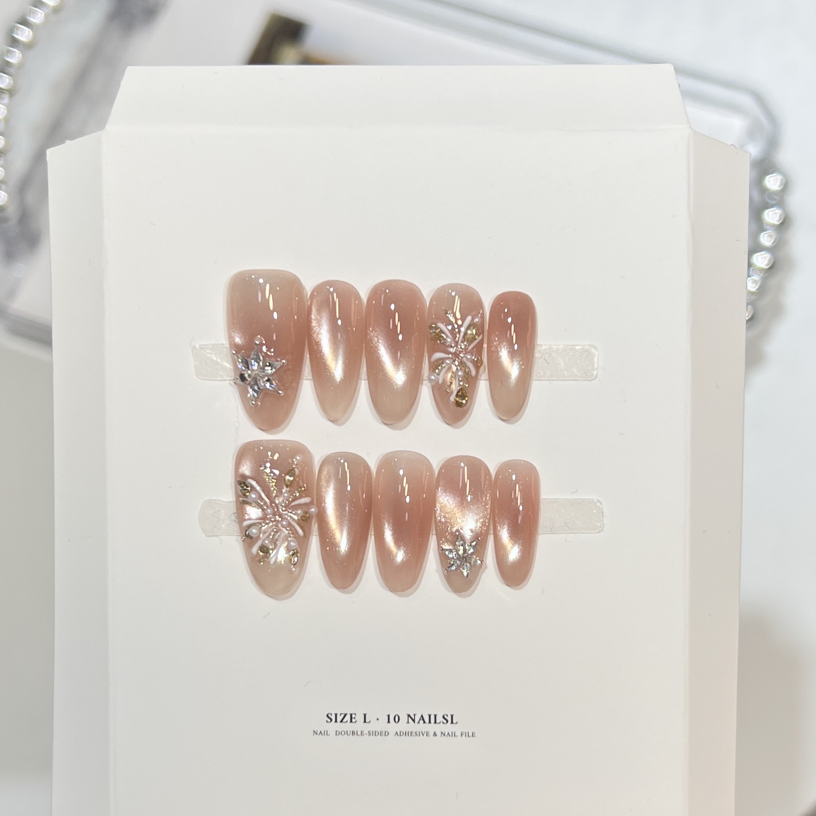 【人间烟火】爆闪烟花锆石拼钻玻璃珠猫眼手工穿戴甲轻奢气质美甲