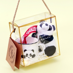 成都周边熊猫伴手礼礼盒套装礼品礼物可爱毛绒熊猫背包挂件咖啡杯