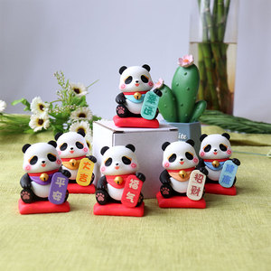 成都创意滚滚熊猫手办摆件祈福熊猫模型摆件可爱呆萌手把玩公仔