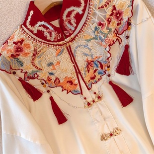 重工云肩订婚服敬酒服新中式国风马面裙汉服配饰明制红色流苏披肩