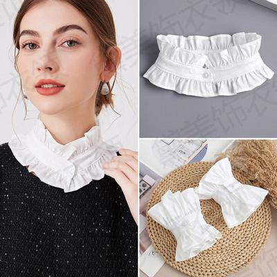 轻温柔木耳边衬衫小单领假领