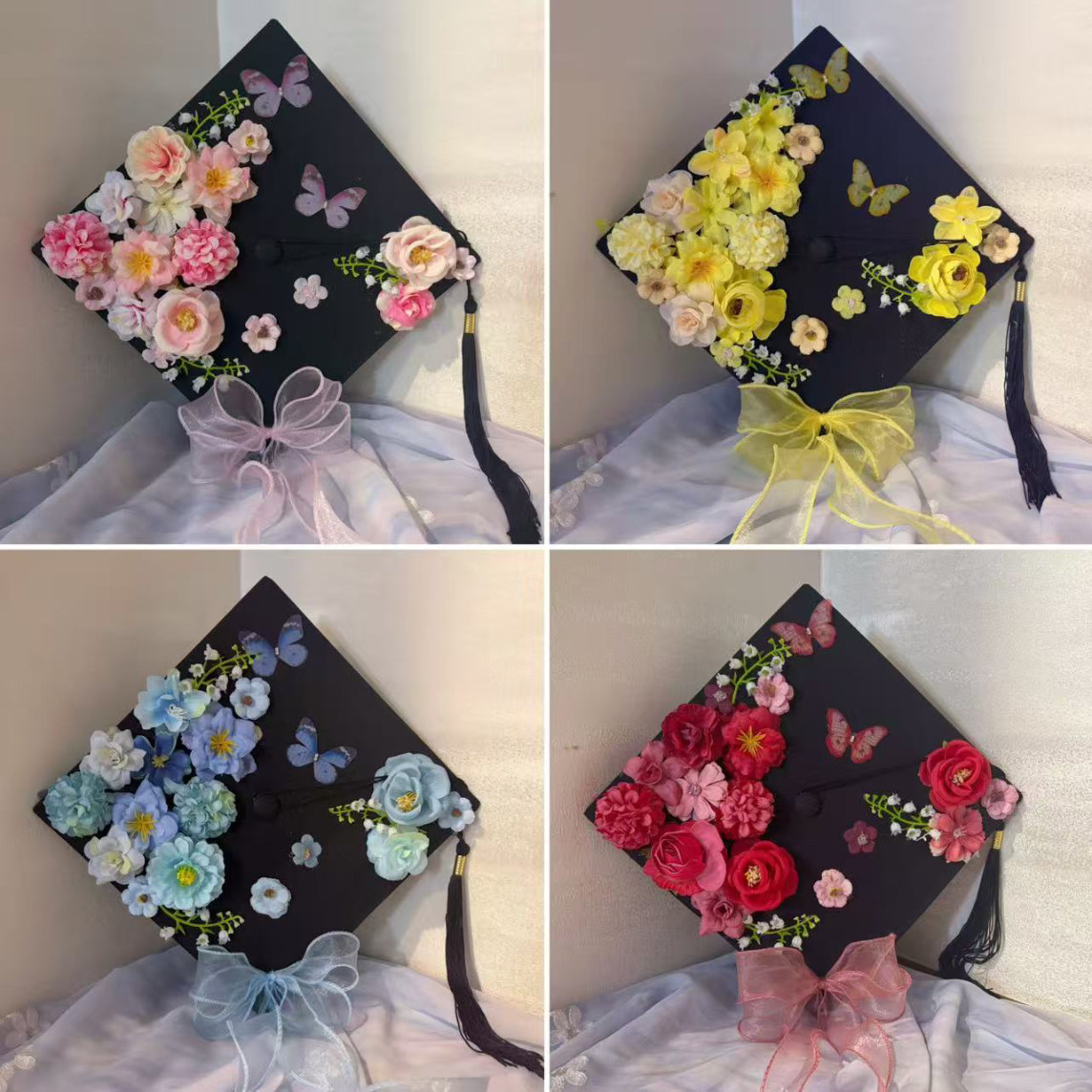 毕业帽簪花学士帽成品大学毕业写真拍照手工diy材料包硕士博士帽
