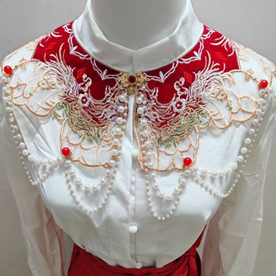 云肩绝美马面裙汉服刺绣喜庆古装敬酒学士服民族国风表演假领披肩