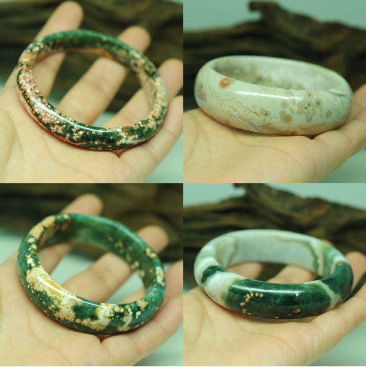 海洋碧玉手镯马达加斯加ocean jasper玛瑙海洋石精品老料手圈手饰