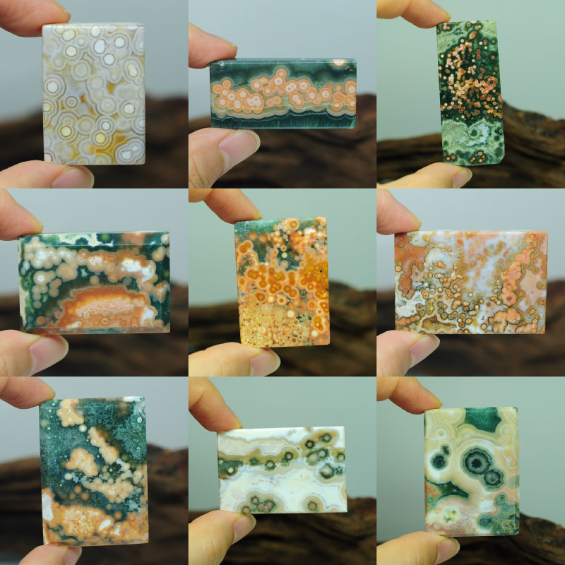 天眼鱼子方牌海洋碧玉独特稀缺