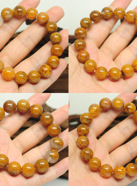 冰底金草手串胡杨玛瑙独特稀缺