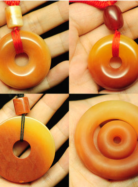 色美质润平安扣黄龙玉大气稳重