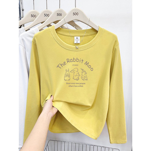 初秋薄款 纯棉内搭打底衫 单穿上衣洋气体恤 t恤女新款 外穿秋衣长袖