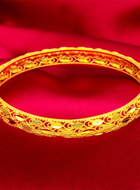 礼物礼品首饰中式婚礼道具生日礼物手镯新娘结婚龙凤手镯铜镀礼物