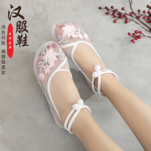 子女古风绣花鞋 夏季 网纱汉服鞋 女透气平底老北京布鞋 汉元 素凉鞋