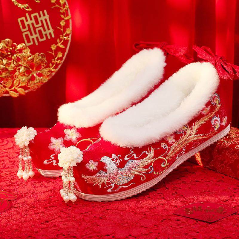 【平底婚鞋】原创古风汉服鞋子女中式秀禾婚鞋绣花珍珠翘头鞋明制,女鞋,婚鞋,淘宝优惠券,粉丝福利购,淘宝优惠卷