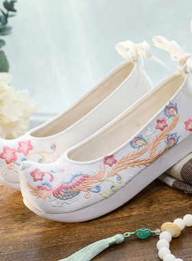 古风汉服鞋子女淡雅绣花鞋红色婚鞋中式秀禾鞋登云履弓鞋古装鞋子