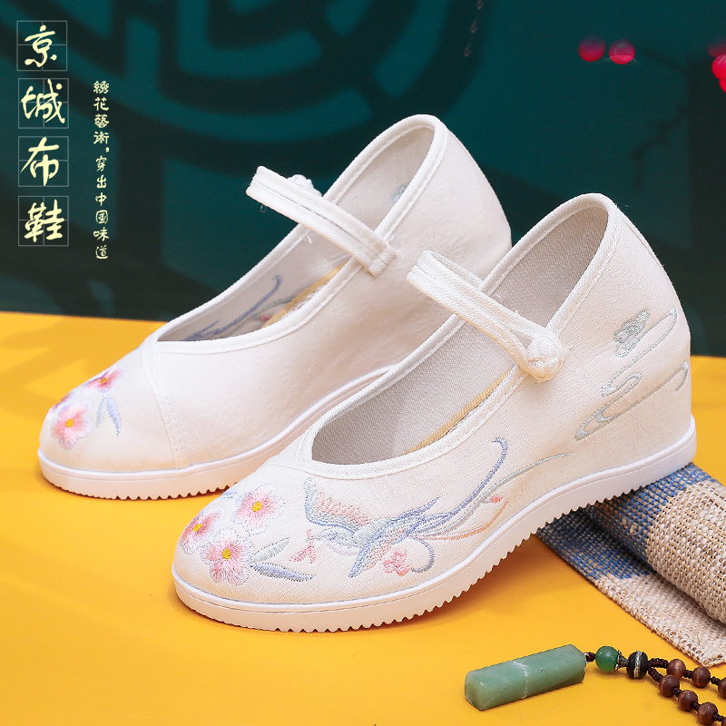 中国风内增高女古装搭配汉服布鞋