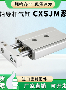 双轴气缸CXSJM6/10/15/20/25/32-S双杆薄型气缸带磁