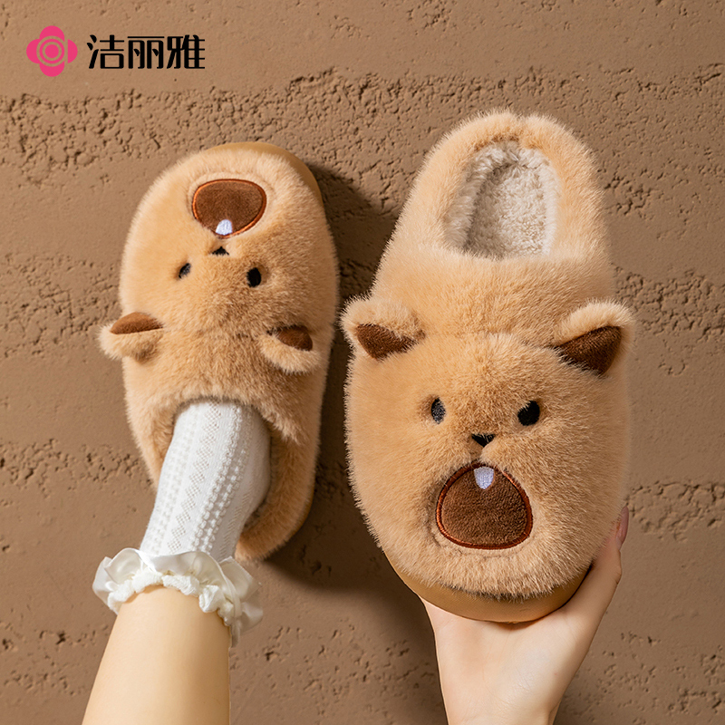 可爱土拨鼠棉拖鞋女冬季2025新款