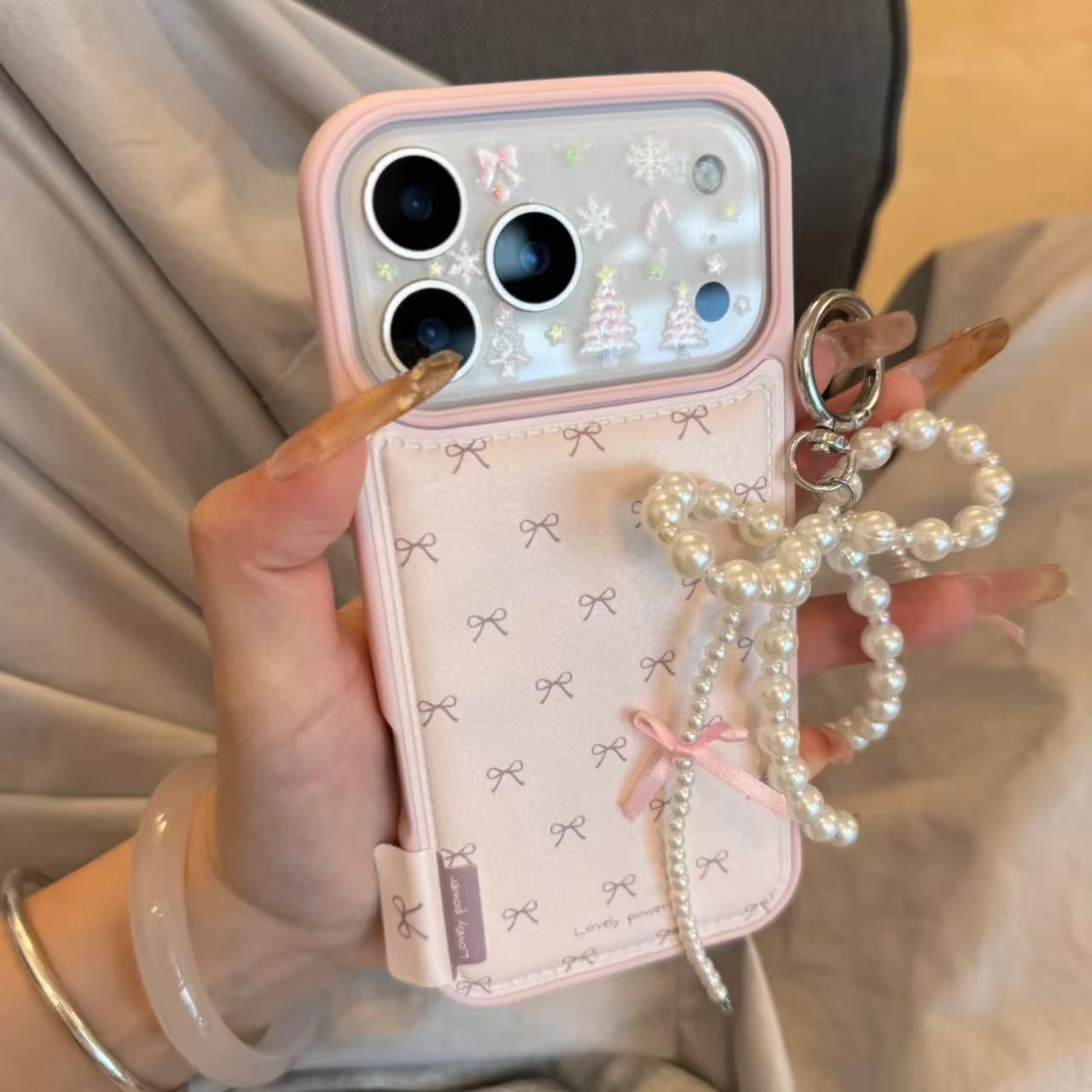 有糖皮质粉色蝴蝶结ins适用iPhone17promax苹果手机壳16pro15pro