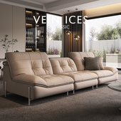 高级感意式 轻奢中古包豪斯风头层牛皮青皮真皮直排沙发可调节靠背