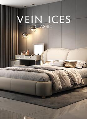 琪琪家园轻奢真皮床双人主卧大床现代简约软包头层牛皮高端大气