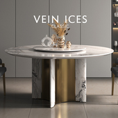 高端芬迪白大理石轻奢圆形餐桌椅子组合客厅家用带转盘别墅大平房