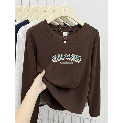 长袖T恤女春秋2025新款时尚洋气好看秋衣单件上衣女可外穿打底衫