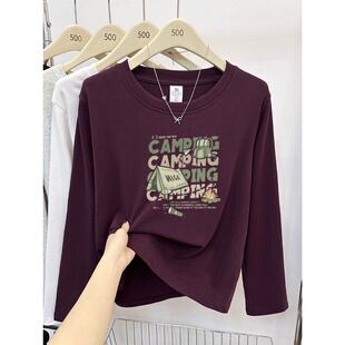 今年流行爆款 2025新款 女士气质上衣秋衣 T恤女秋冬内搭打底衫 长袖