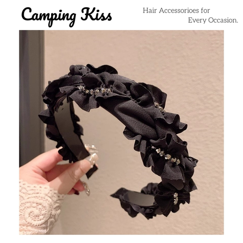 CampingKiss褶皱镶钻高颅顶发箍